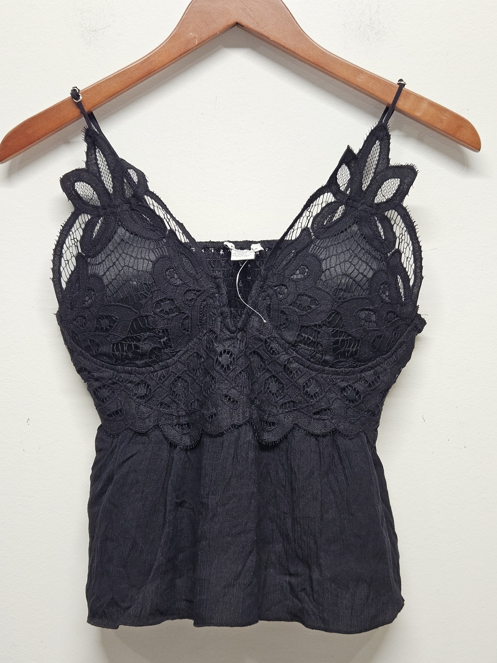 Rue21 Black Lace Cami Tank Top Spaghetti Strap Babydoll Camisole Size L Witchy